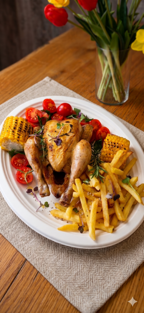Baby kurczak z grillowaną kukurydzą – menu Tawerny Portowej