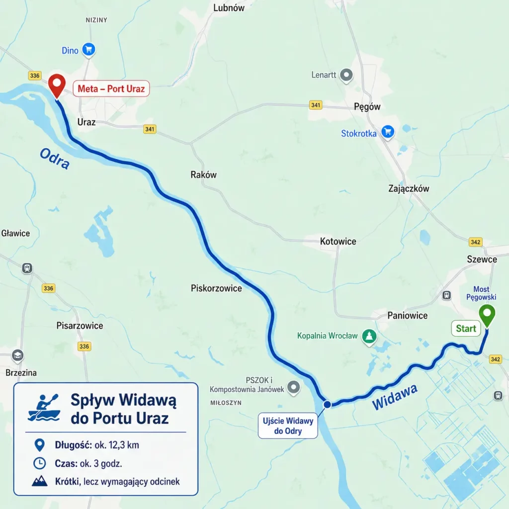 Spływ kajakowy ze Szewc do Portu Uraz – trasa Widawą
